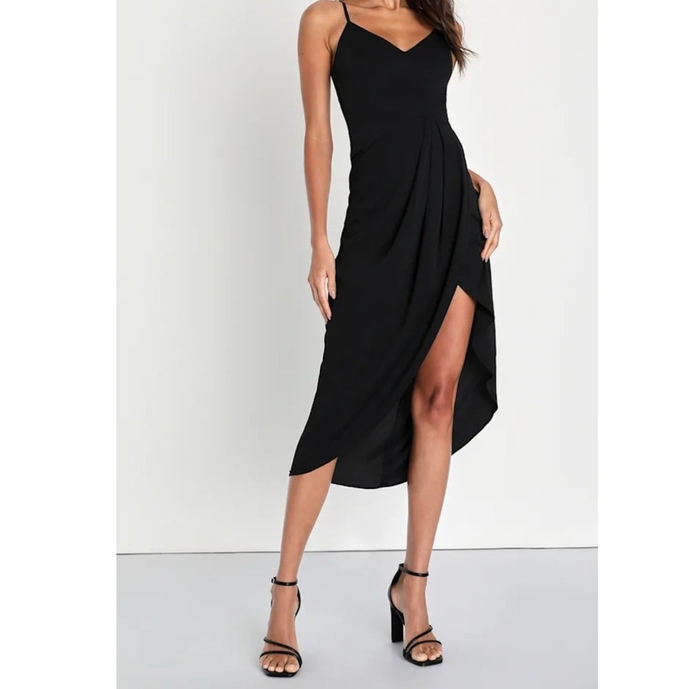 Lulus Reinette Black Midi DressNWT Size L